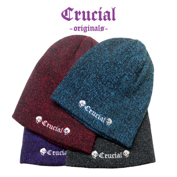 画像1: [CRUCIAL ORIGINALS]-SKULL LOGO BEANIE- (1)