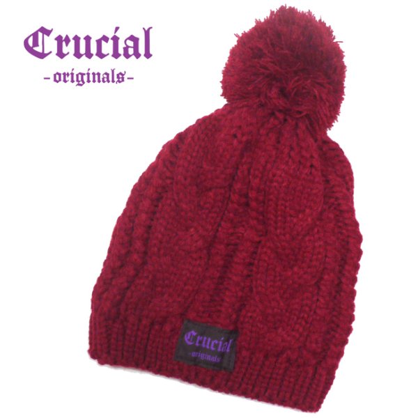 画像1: [CRUCIAL ORIGINALS]-シングルボンボンニットキャップ-RED- (1)