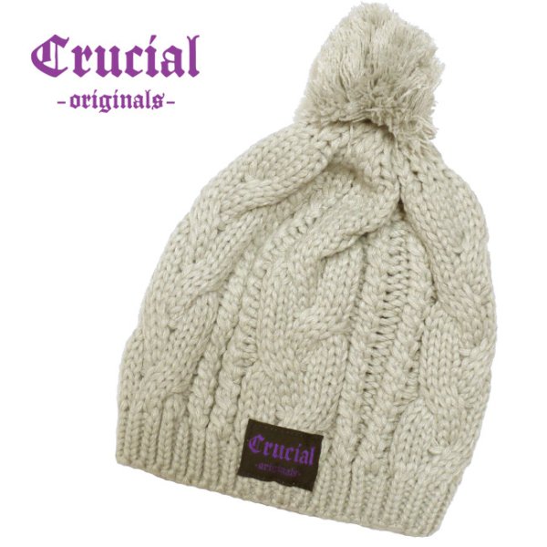 画像1: [CRUCIAL ORIGINALS]-シングルボンボンニットキャップ-NATURAL- (1)