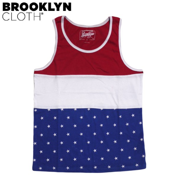 画像1: -SALE-[BROOKLYN CLOTH]-PIECED FLAG TANKTOP-RED/WHT/BLUE- (1)