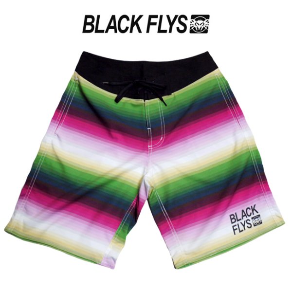 画像1: -SALE-[BLACK FLYS]-BF SARAPE SURF TRANKS-GRN/PNK- (1)