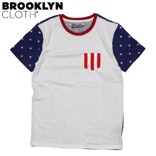 画像1: -SALE-[BROOKLYN CLOTH]-Stars and Stripes Blocked Tee-Red/Wht/Blu- (1)