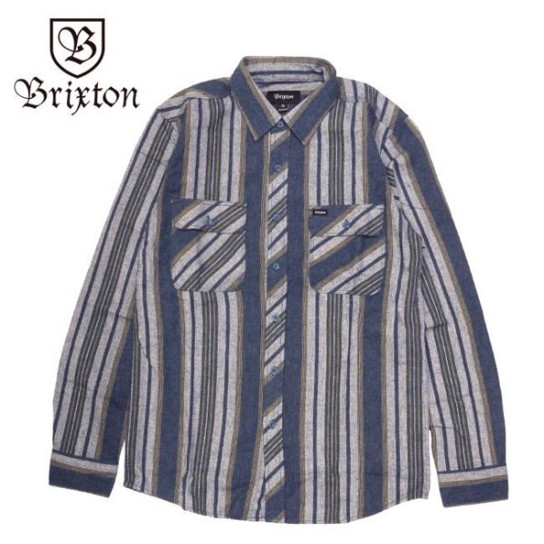 画像1: [Brixton]-BOWERY L/S FLANNEL SHIRTS-BLU/GRY- (1)