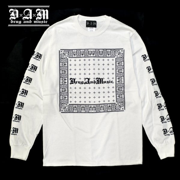 画像1: [DxAxM]-BANDANA L/S Tee-WHiTE- (1)