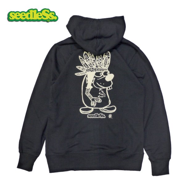 画像1: -40%off-[seedleSs]-HD AMERICAN DOGGY 1c ZIP HOODY-black- (1)