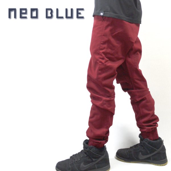 画像1: [NEO BLUE]-7610 BURGUNDY Twill Jogger Pants- (1)