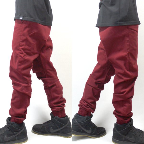 画像2: [NEO BLUE]-7610 BURGUNDY Twill Jogger Pants- (2)