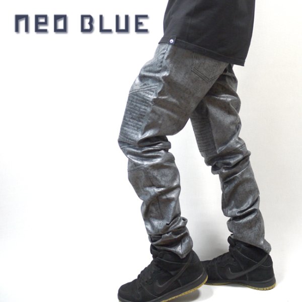 画像1: [NEO BLUE]-MC-8532 RUSTIC METAL GRAY MOTO JEANS- (1)