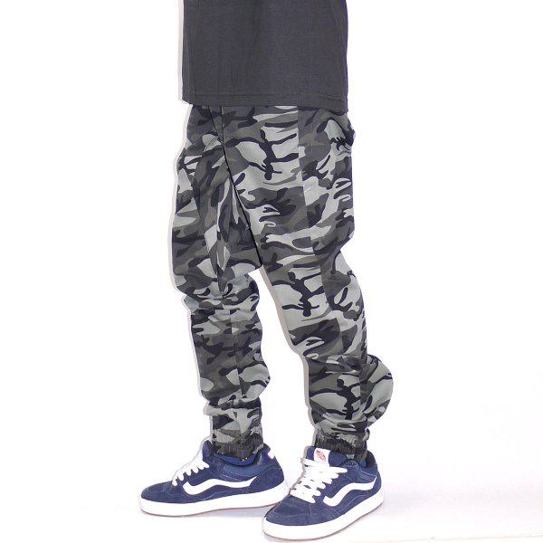 画像1: [NEO BLUE]-7627 Camo Black Denim Jogger Pants - (1)