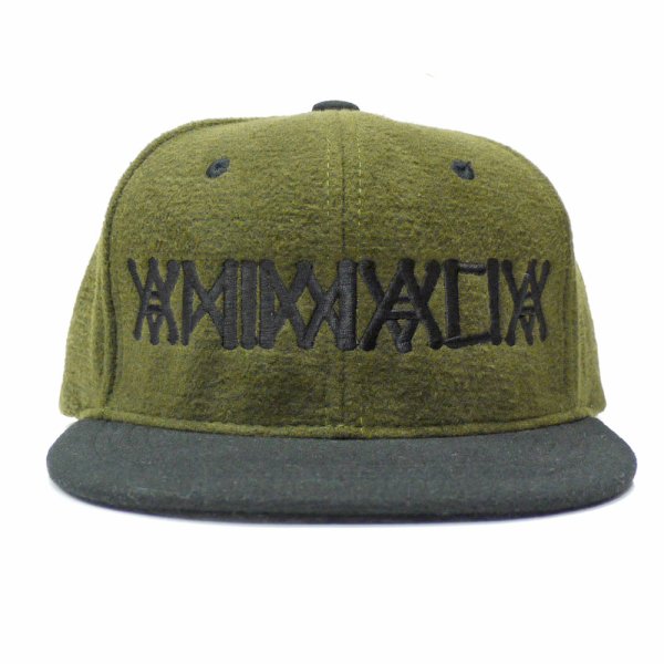 画像1: [ANIMALIA]-SNAPBACK CAP-WOOL BLK/OLIVE x BLK刺繍- (1)