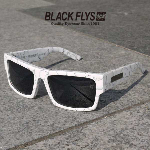 画像1: [BLACK FLYS]-FLY MENACE-WHT MARBLE/GREY-偏光レンズ- (1)