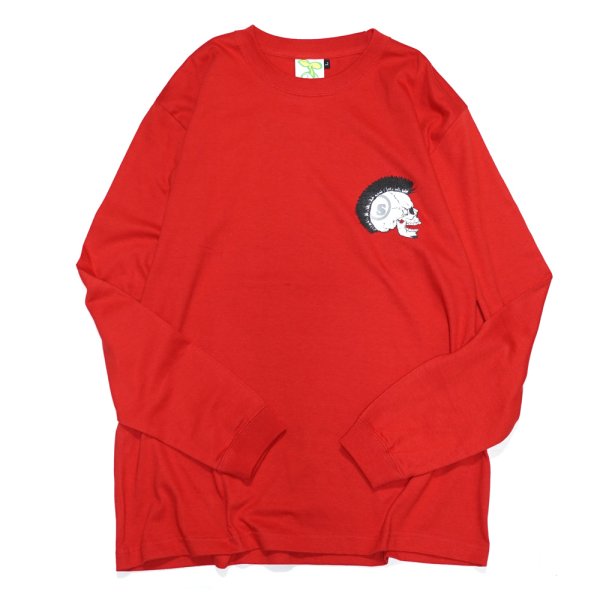 画像1: [seedleSs]-Mohican Skull L/S tee-red- (1)