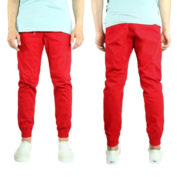画像2: [NEO BLUE]-7619 RED Twill Jogger Pants- (2)