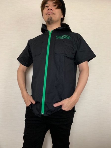 画像1: [seedleSs]-sd zip hoody shrts 2019-black/green ZIP- (1)