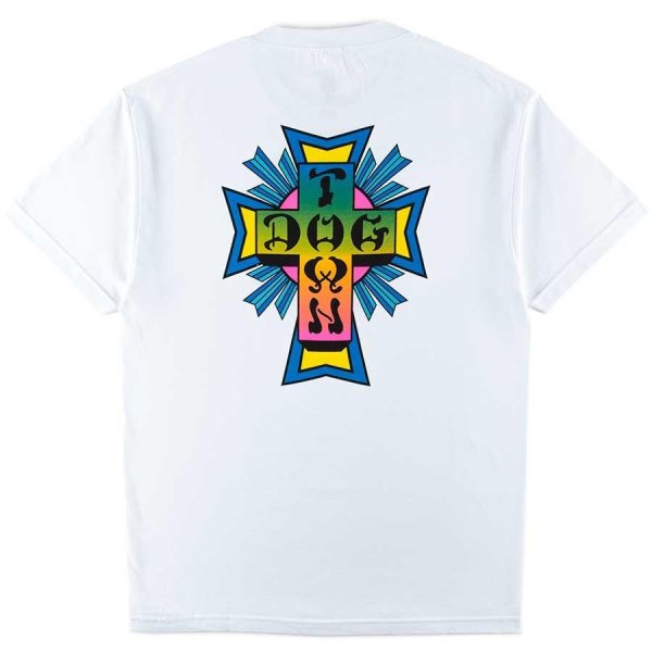 画像1: [DOG TOWN]Cross Logo NEON S/S Tee-WHITE- (1)