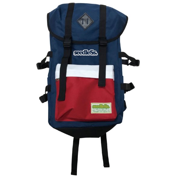 画像1: [seedleSs]-coverd back pack-blue/white/red- (1)