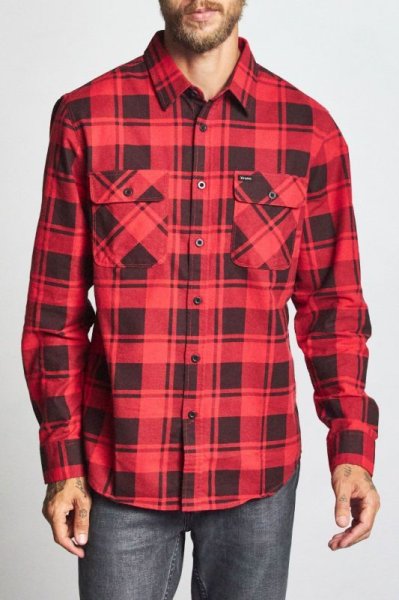 画像2: [BRIXTON]-BOWERY LW L/S FLANNEL-RED/BLACK- (2)
