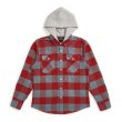 画像1: [BRIXTON]-BOWERY HOOD L/S FLANNEL-BLUE HAZE/CARDINAL- (1)