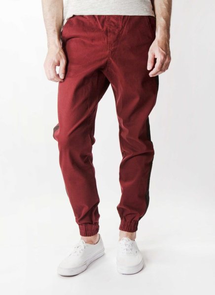 画像1: [NEO BLUE]-7650 BURGUNDY STRIPE JOGGERS- (1)