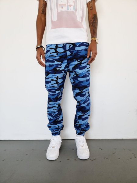 画像1: [NEO BLUE]-7627 Camo Blue Joggers- (1)