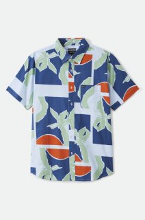 BRIXTON]-LOVITZ S/S WVN-Royal/White- - CRUCIAL（クルーシャル）