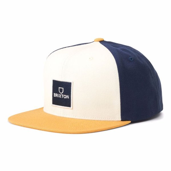 画像1: [BRIXTON]-ALPHA SQUARE MP SNAPBACK-GOLDEN GLOW/WHITE/JOE BLUE- (1)