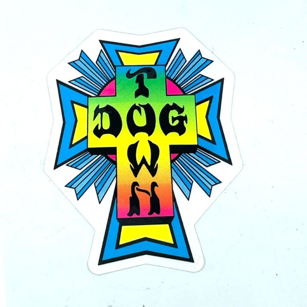 画像1: [DOG TOWN]-Cross Logo STICKERS-NEON-2"- (1)