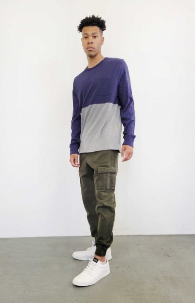 画像2: [NEO BLUE]-7695 Army Green CARGO Jogger Pants- (2)