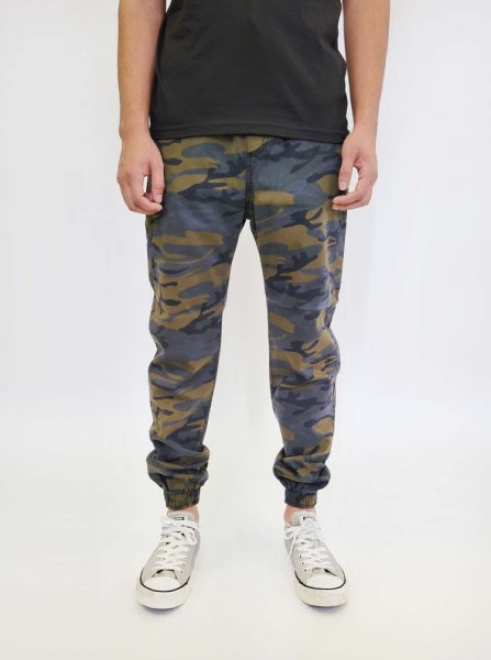 画像1: [NEO BLUE]-7637 Camo Olive Jogger Pants- (1)