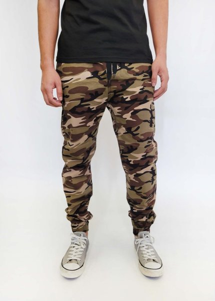 画像1: [NEO BLUE]-7638 Camo Khaki Jogger Pants- (1)