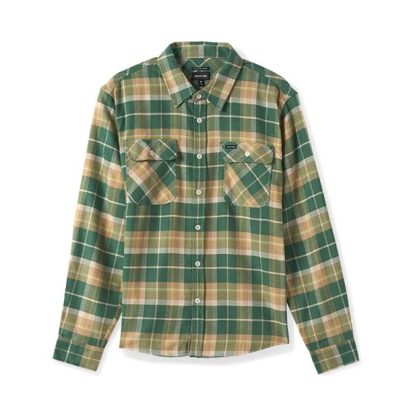 画像1: [BRIXTON]-BOWERY L/S FLANNEL-WASHED PINE NEEDLE/WASHED GOLD- (1)