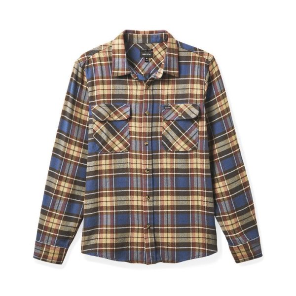 画像1: [BRIXTON]-BOWERY L/S FLANNEL-OCEAN BLUE/PALM DESERT/SAND- (1)