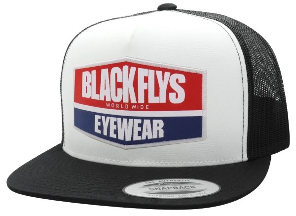 画像1: [BLACKFLYS]-WORLDWIDE PATCH TRUCKER CAP-WHITE/BLACK- (1)