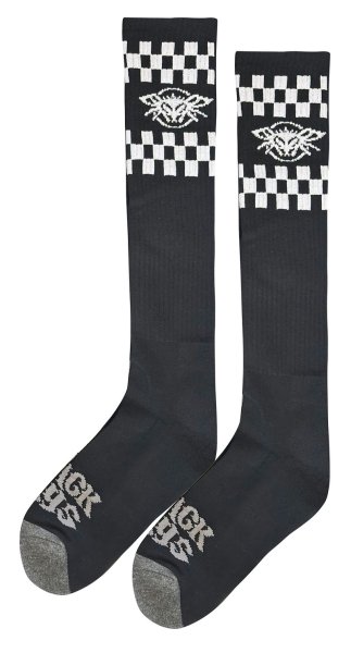 画像1: [BLACK FLYS]-CHECKRED FLY KNEE HIGH SOCKS-BLACK- (1)