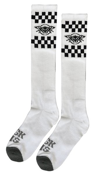 画像1: [BLACK FLYS]-CHECKRED FLY KNEE HIGH SOCKS-WHITE- (1)