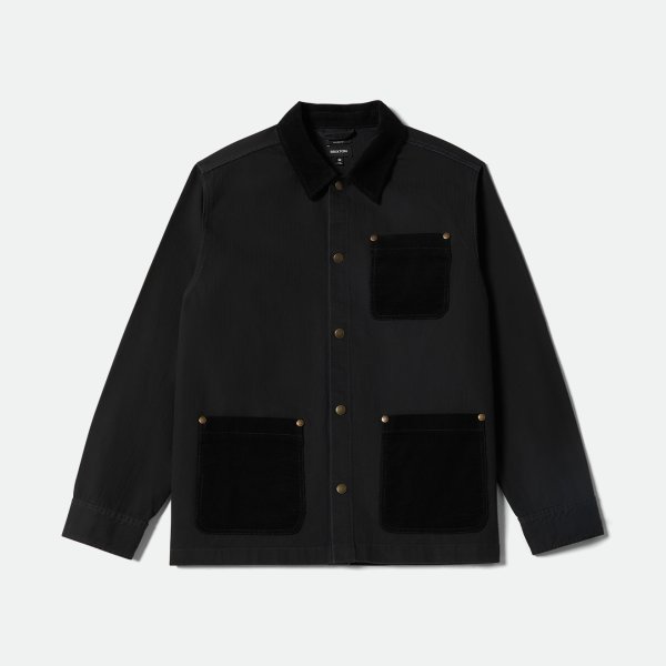 画像1: [BRIXTON]-HERRINGBONE LW CHORE COAT-BLACK- (1)