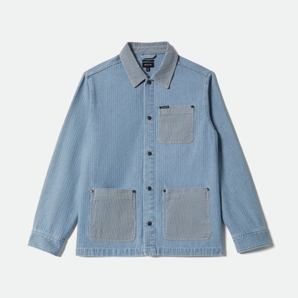 画像1: [BRIXTON]-HERRINGBONE LW CHORE COAT-LIGHT WASH DENIM- (1)
