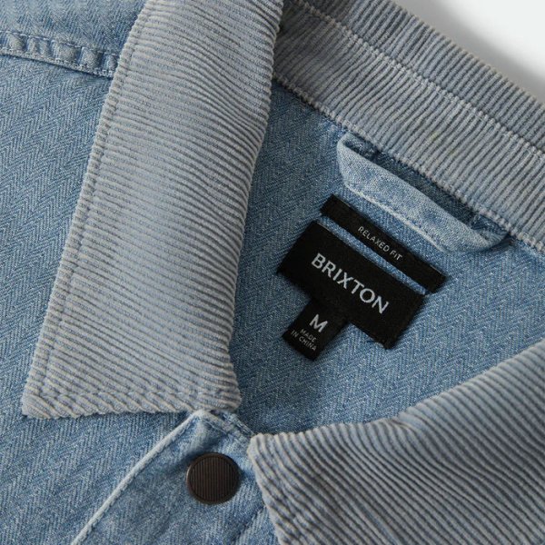 画像5: [BRIXTON]-HERRINGBONE LW CHORE COAT-LIGHT WASH DENIM- (5)