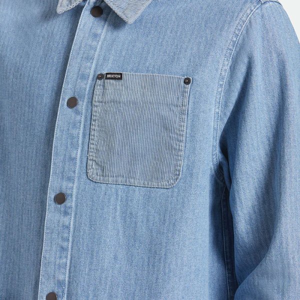 画像3: [BRIXTON]-HERRINGBONE LW CHORE COAT-LIGHT WASH DENIM- (3)