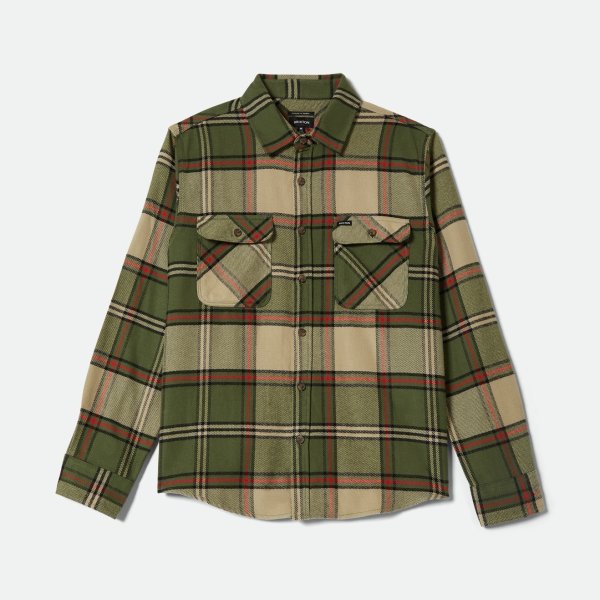 画像1: [BRIXTON]-BOWERY FLANNEL-WILD GREEN/ELM/ADRENALINE RUSH- (1)