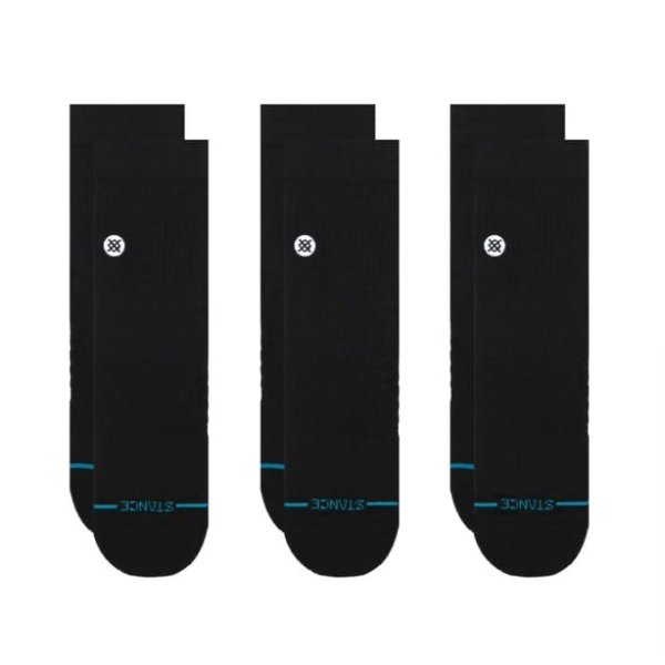 画像1: [STANCE]-ICON QUARTER 3 PACK-BLACK- (1)