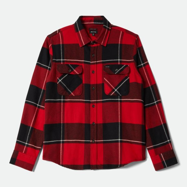 画像1: [BRIXTON]-BOWERY FLANNEL-BLACK/ADRENALINE RUSH/OFF WHITE- (1)