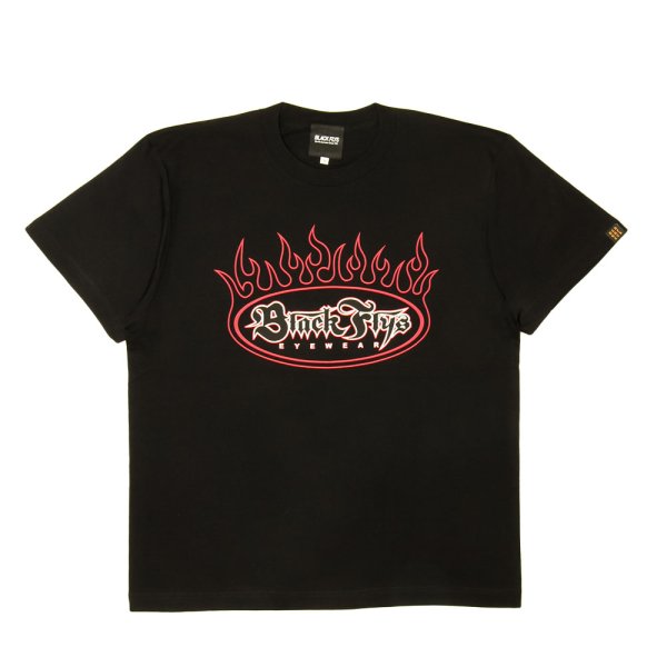 画像1: [BLACK FLYS]-OVAL FLAMES S/S Tee-BLACK- (1)
