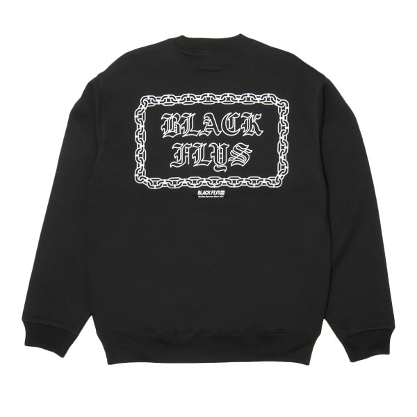 画像2: [BLACK FLYS]-CHAIN CREW SWEAT-BLACK- (2)