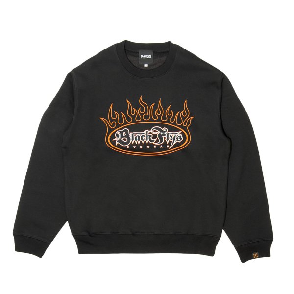 画像1: [BLACK FLYS]-FLAMES CREW SWEAT-BLACK- (1)