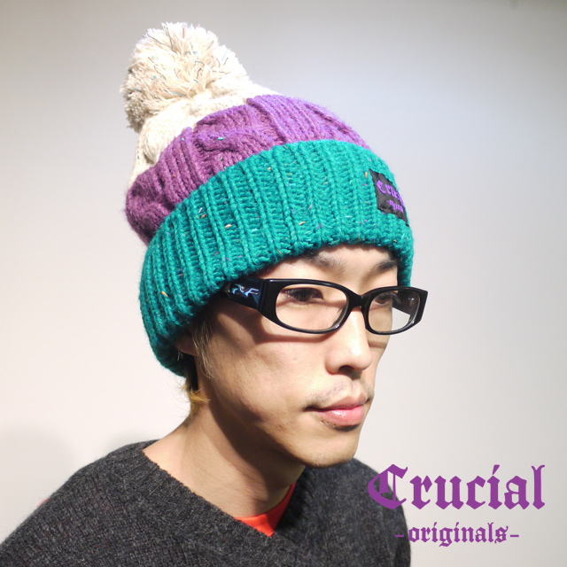 Crucial Originals ボンボンニット帽 Green Crucial クルーシャル