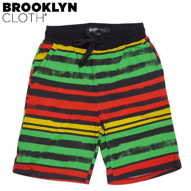 BROOKLYN CLOTH　Paint Stripe Jogger Shorts　ジョガーショーツ　ラスタカラー　ハーフパンツ　スウェットパンツ　通販