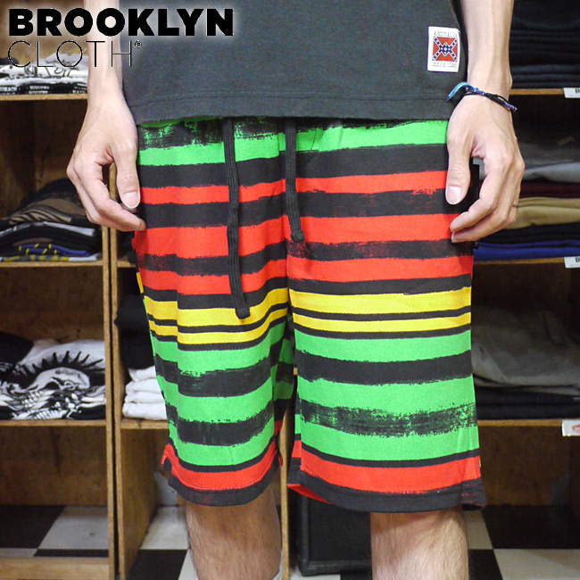 BROOKLYN CLOTH　Paint Stripe Jogger Shorts　ジョガーショーツ　ラスタカラー　ハーフパンツ　スウェットパンツ　通販
