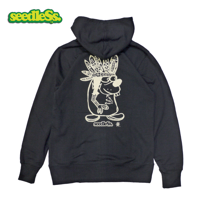 seedleSs]-HD AMERICAN DOGGY 1c ZIP HOODY-black- | シードレス